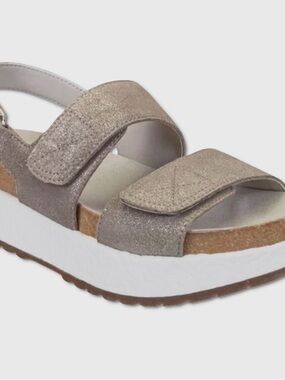 OTBT Shimmery Taupe Double Strap Platform Sandal